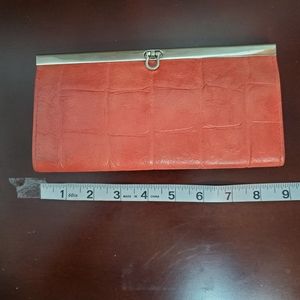 Ladies Faux Leather Alligator Print Wallet, Coral Pink